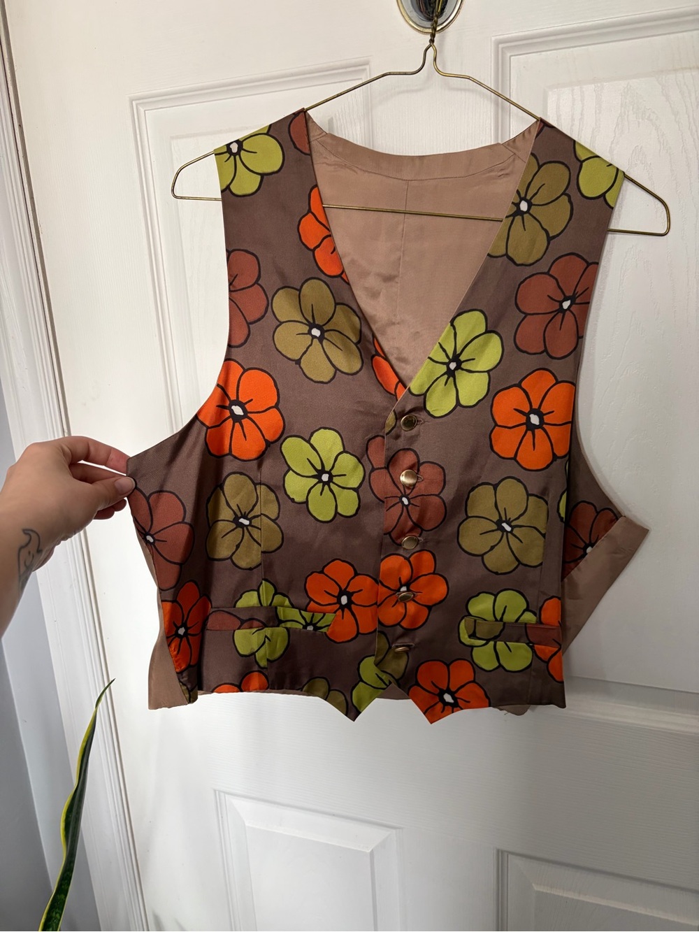 Vintage 1970s handmade flower power vest - Picture 4 of 5